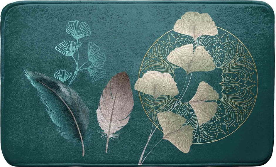 Tyrkysová koupelnová předložka 45x75 cm Ginkoblue – douceur d'intérieur Douceur d intérieur