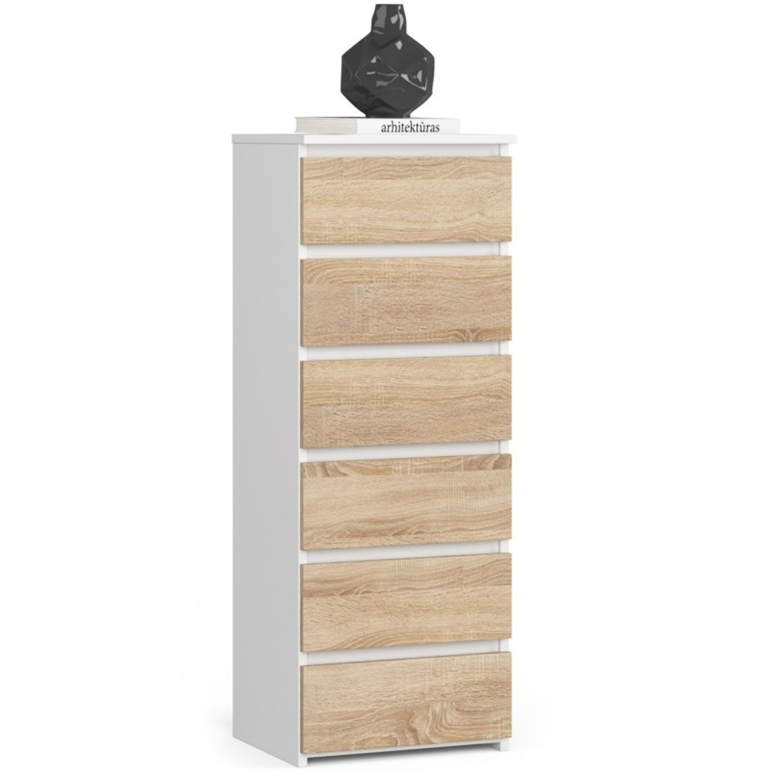 Komoda CL6 - bílá/dub sonoma Akord