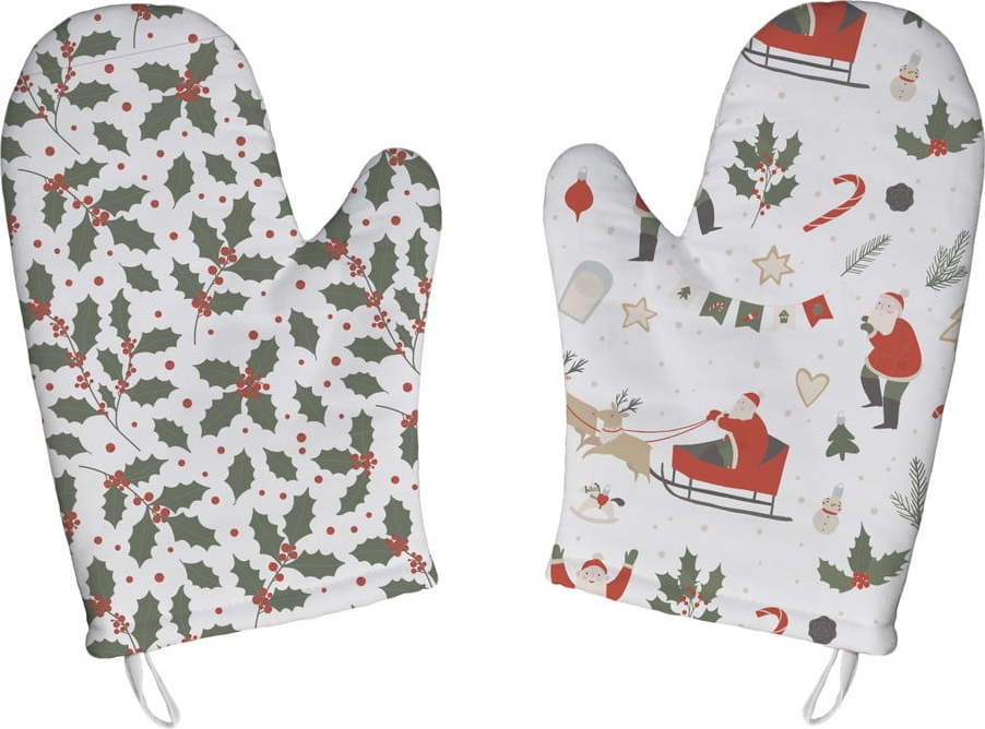 Bavlněné chňapky s vánočním motivem v sadě 2 ks Happy Santa – Butter Kings Butter Kings