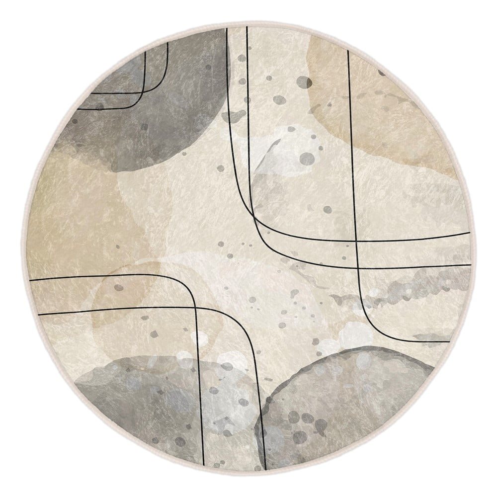 Béžový pratelný kulatý koberec ø 120 cm Simple Lines – Mila Home Mila Home