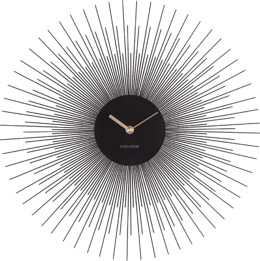 Černé nástěnné hodiny Karlsson Peony