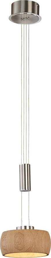 LED stmívatelné závěsné svítidlo ve stříbrné a přírodní barvě s dřevěným stínidlem ø 21 cm Shine-wood – Fischer & Honsel Fischer & Honsel