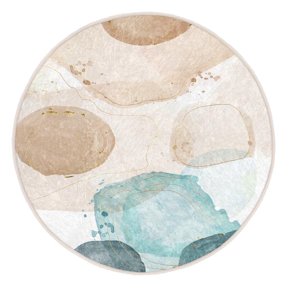 Modro-béžový pratelný kulatý koberec ø 150 cm Puddle – Mila Home Mila Home
