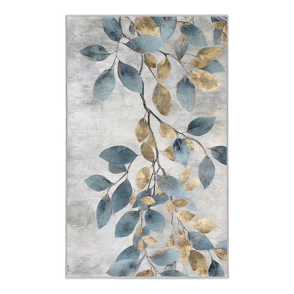 Pratelný koberec ve světle modré a zlaté barvě 160x230 cm Golden Leaves – Mila Home Mila Home