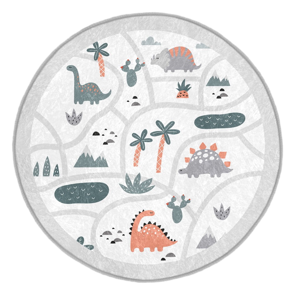 Světle šedý pratelný dětský hrací koberec ø100 cm Dino Park – Mila Home Mila Home