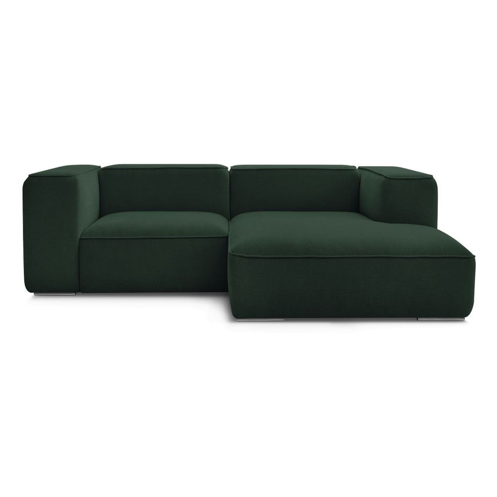 Tmavě zelená rohová pohovka z textilie bouclé (pravý roh) Zephyr – Bobochic Paris Bobochic Paris