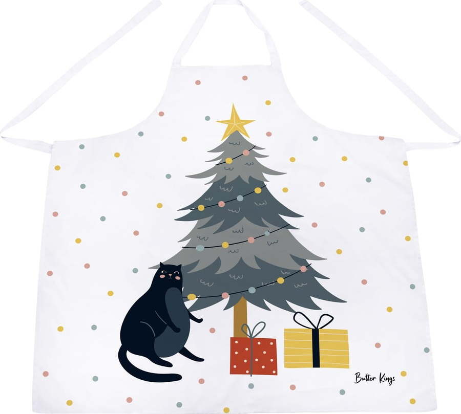 Bavlněná zástěra s vánočním motivem Crazy Cat Xmas – Butter Kings Butter Kings