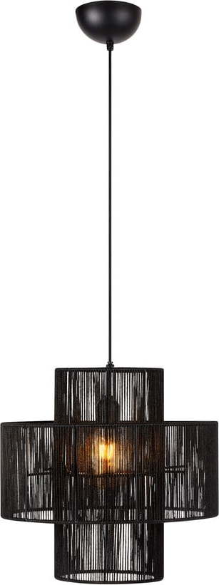 Černé závěsné svítidlo se stínidlem z juty ø 40 cm Soga – Markslöjd Markslöjd