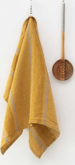 Lněná utěrka 65x65 cm Amber Bronze Stripes – Linen Tales Linen Tales