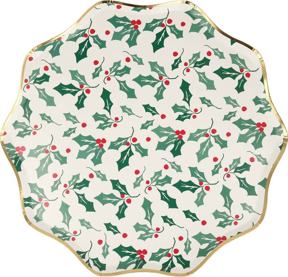 Papírové jednorázové tácky v sadě 8 ks Holly Pattern – Meri Meri Meri Meri