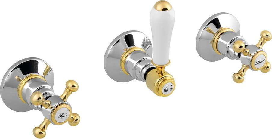 Podomítková sprchová baterie v leskle stříbrno-zlaté barvě (2 výstupy) Antea – Sapho Sapho