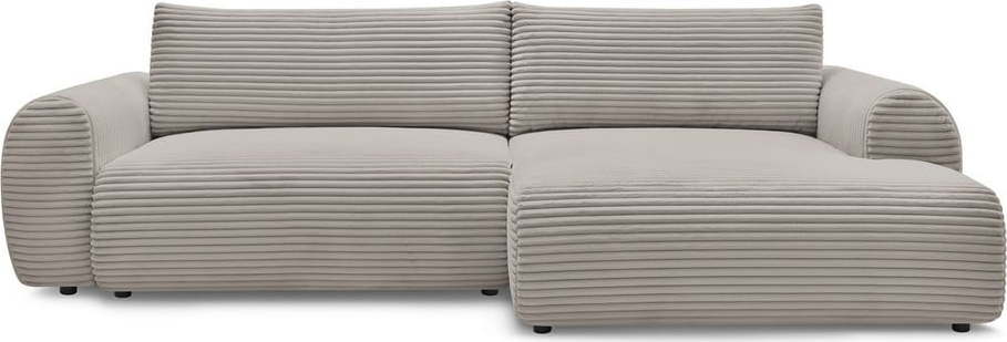 Světle šedo-béžová manšestrová rozkládací rohová pohovka (pravý roh) Lucien – Bobochic Paris Bobochic Paris