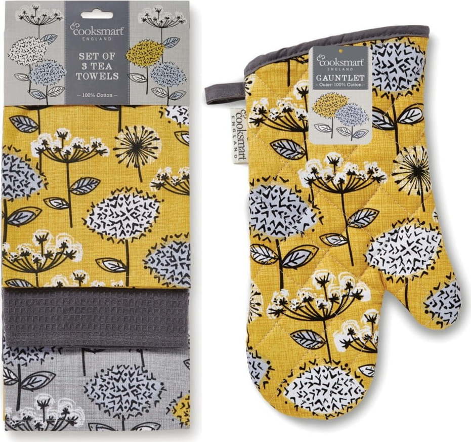 Utěrky a chňapka v sadě 4 ks Retro Meadow – Cooksmart ® Cooksmart