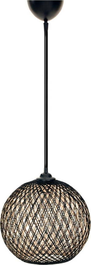 Závěsné svítidlo v černé a tmavě hnědé barvě se stínidlem z juty ø 24 cm – Opviq lights Opviq lights