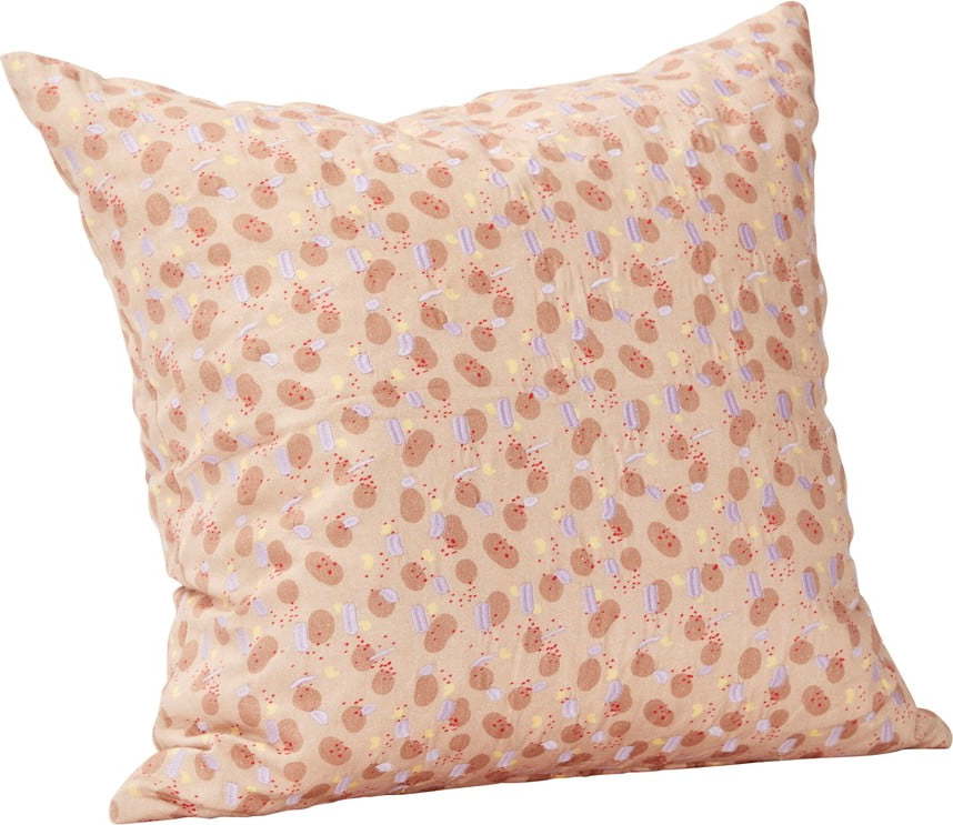 Béžovo-růžový bavlněný polštář Hübsch Spot