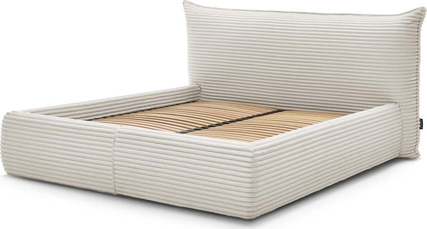 Bílá čalouněná dvoulůžková postel s úložným prostorem a roštem 160x200 cm Jade – Bobochic Paris Bobochic Paris