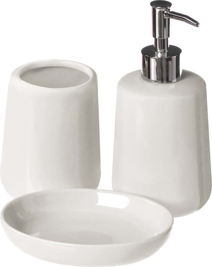 Bílá kamenná sada doplňků do koupelny Moon – Premier Housewares Premier Housewares