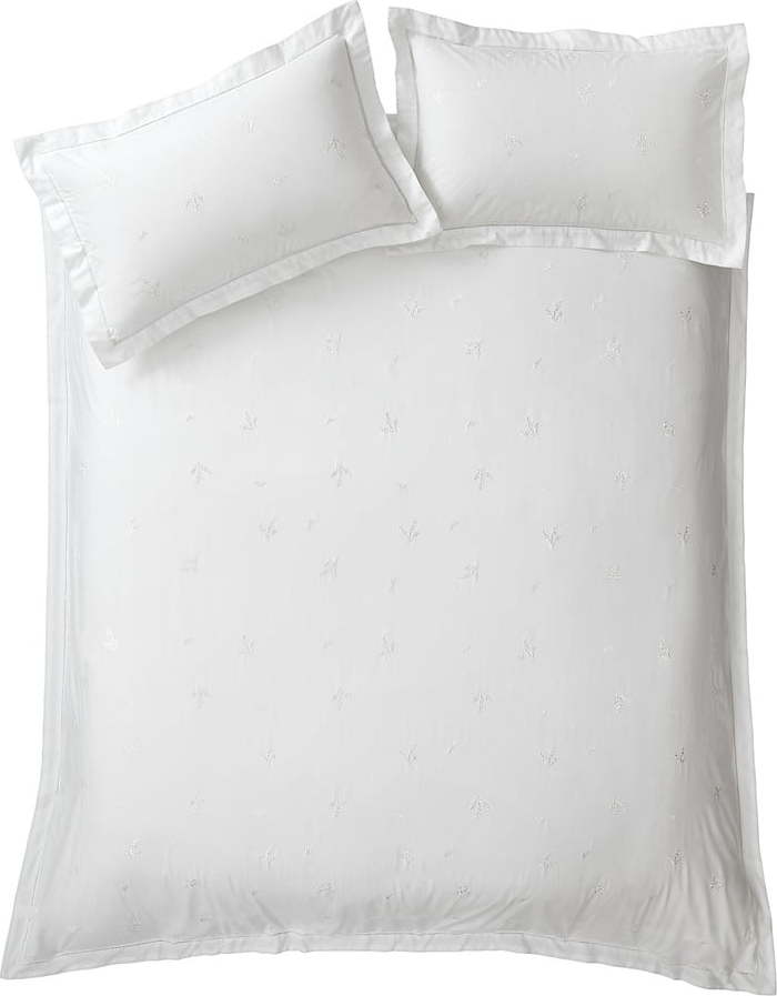 Bílé bavlněné povlečení na jednolůžko 135x200 cm Lottie Floral Embroidery – Bianca Bianca