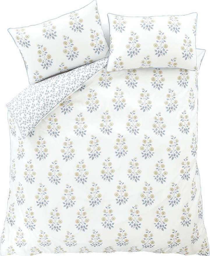 Bílé damaškové povlečení na dvoulůžko 200x200 cm Eloise Floral – Bianca Bianca