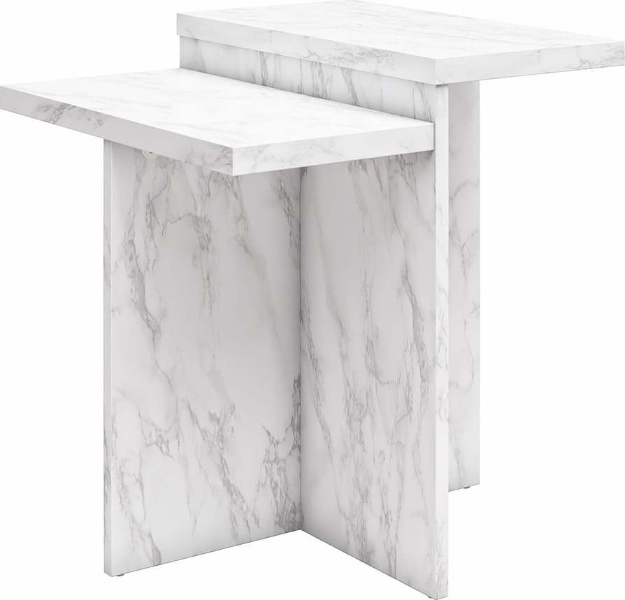 Bílý konferenční stolek v dekoru mramoru 56x56 cm Brielle – CosmoLiving by Cosmopolitan CosmoLiving by Cosmopolitan