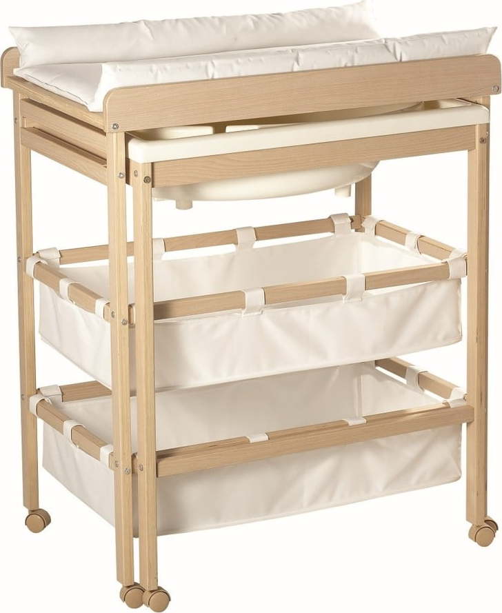 Přebalovací pult v dekoru břízy v bílo-přírodní barvě Baby Pool – Roba Roba