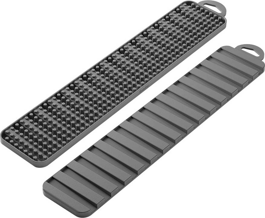 Šedá plastová odkapávací podložka na nádobí 42x8 cm Gravity – Metaltex Metaltex