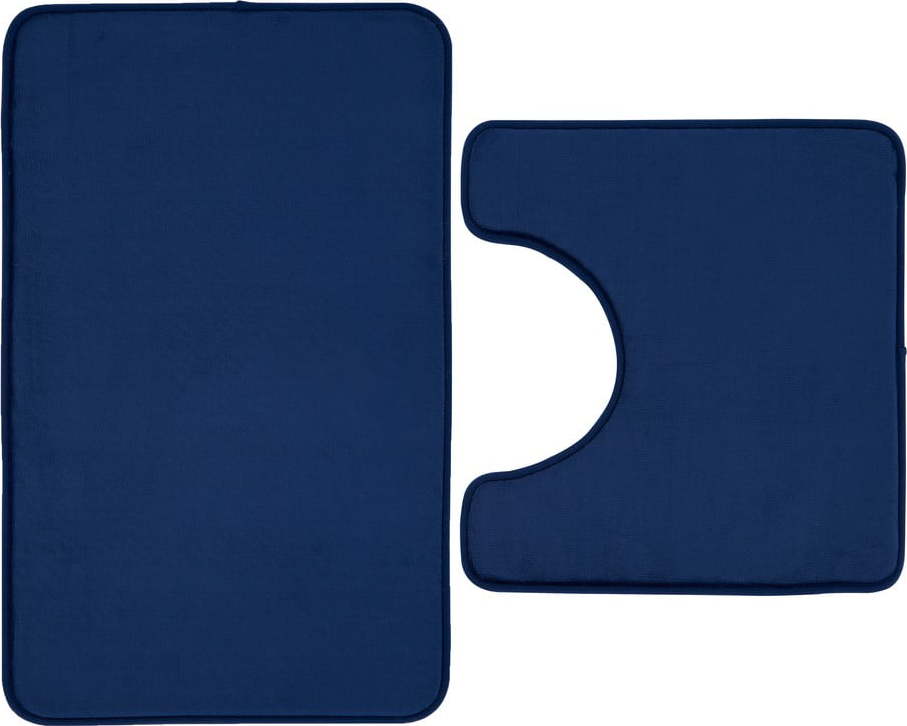 Tmavě modré WC koupelnové předložky z paměťové pěny v sadě 2 ks 50x80 cm Anti-Bacterial – Catherine Lansfield Catherine Lansfield