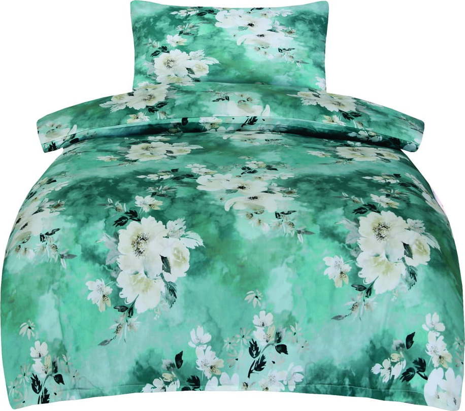 Zelené povlečení na jednolůžko z bavlněného saténu 140x200 cm Fiona – My House My House