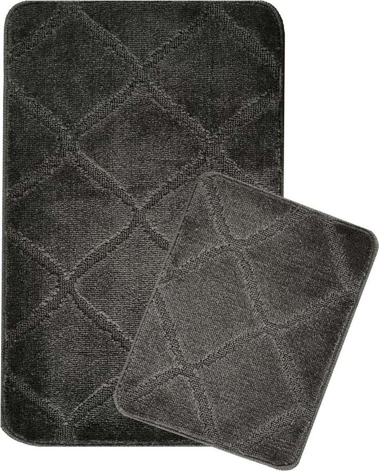 Antracitové koupelnové předložky v sadě 2 ks 50x80 cm Cizgili – Foutastic Foutastic