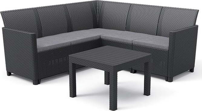 Antracitový zahradní lounge set z umělého ratanu pro 5 Claire – Keter Keter