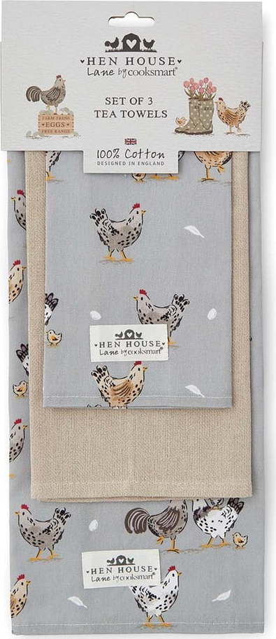 Bavlněné utěrky v sadě 3 ks 45x65 cm Hen House – Cooksmart ® Cooksmart