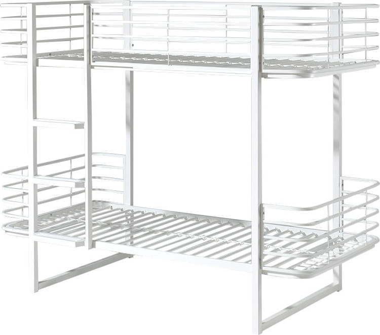 Bílá kovová patrová dětská postel s roštem 90x200 cm Oscar – Vipack Vipack