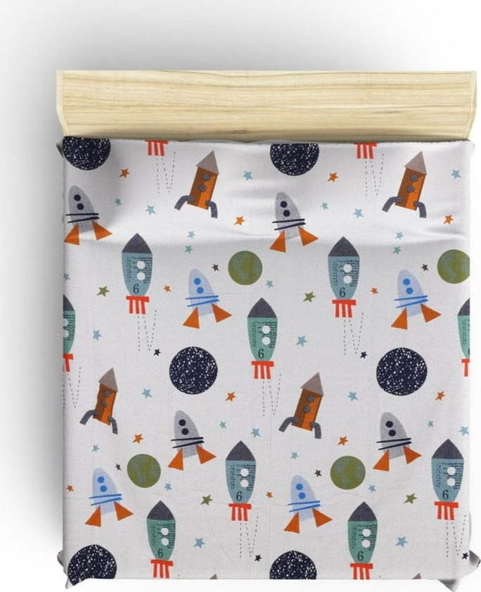Bílý bavlněný dětský přehoz 140x200 cm Spacex – Mijolnir Mijolnir
