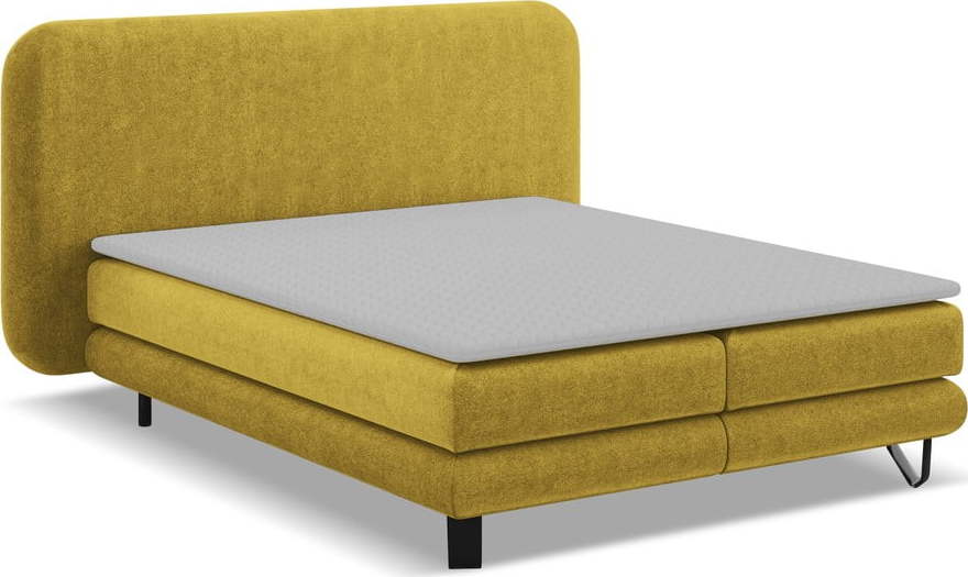 Boxspring postel v hořčicové barvě 160x200 cm Ilima – Makamii Makamii