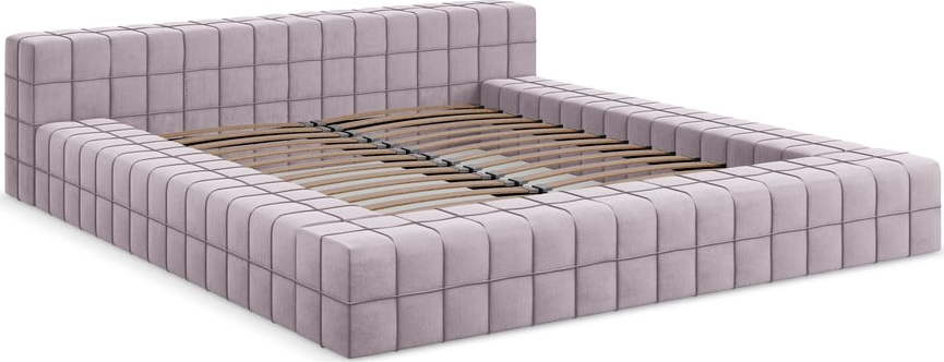 Čalouněná dvoulůžková postel v levandulové barvě s roštem 160x200 cm Akela – Makamii Makamii