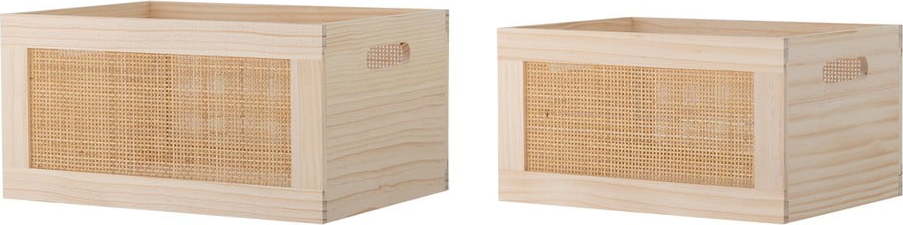 Dekorativní dřevěné úložné boxy v přírodní barvě v sadě 2 ks 39x29x20 cm Piana – Bloomingville Bloomingville