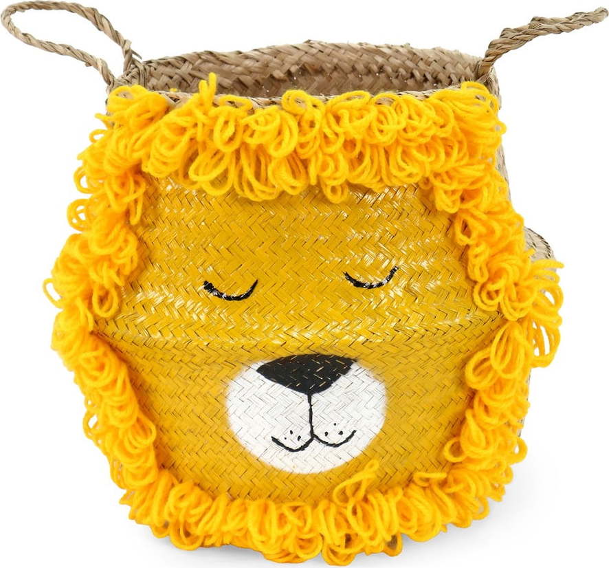 Dětský koš na hračky z mořské trávy ve žluto-přírodní barvě ø 30x28 cm Lion – Compactor Compactor
