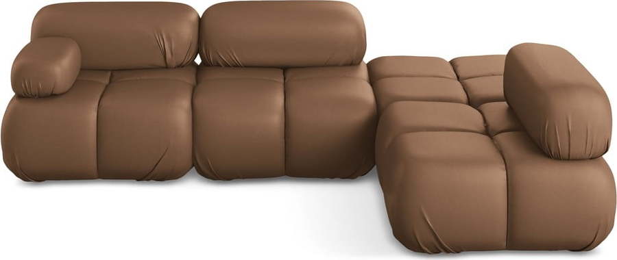 Hnědá modulární rohová pohovka z imitace kůže (pravý roh) Lokua – Makamii Makamii