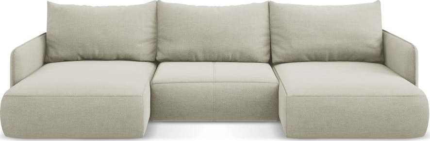 Krémová rozkládací/s úložným prostorem rohová pohovka Nanea – Makamii Makamii