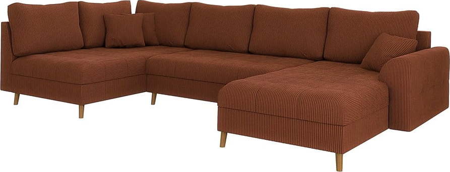 Manšestrová rohová pohovka v cihlové barvě (pravý roh) Ariella – Ropez Ropez