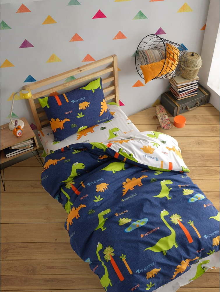 Modré dětské povlečení na jednolůžko 140x200 cm Dinolar – Mijolnir Mijolnir