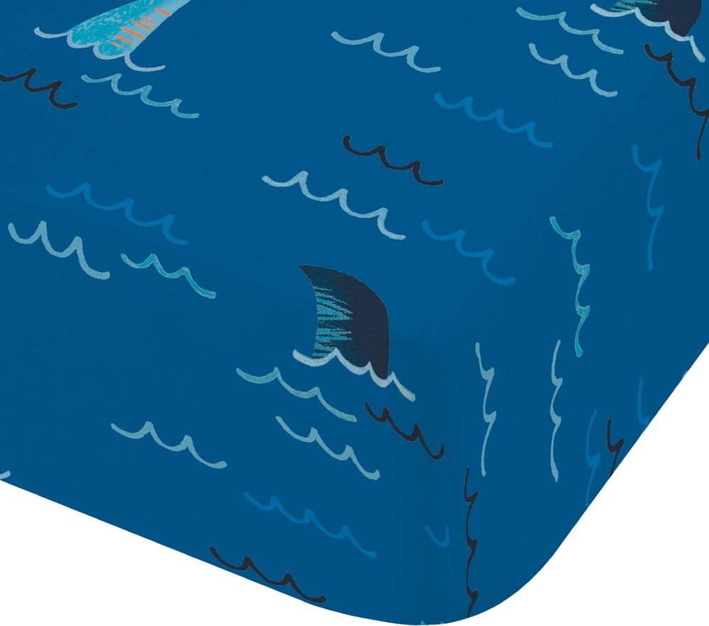 Modré napínací dětské prostěradlo na dvoulůžko 135x190 cm Jawsome Shark – Catherine Lansfield Catherine Lansfield