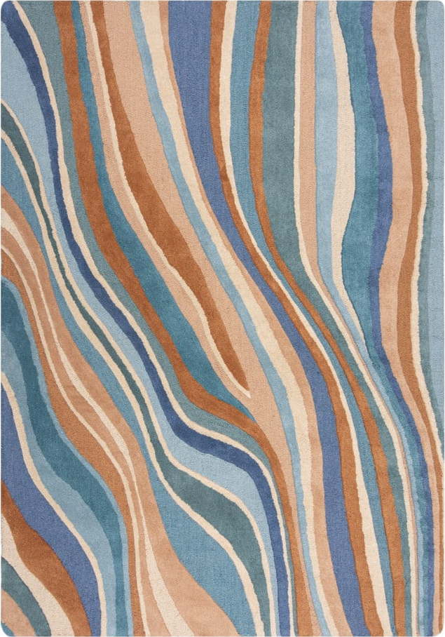 Modrý ručně tkaný vlněný koberec 160x230 cm Abstract Flow – Flair Rugs Flair Rugs