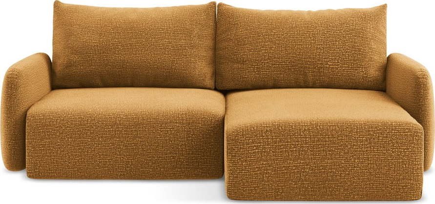 Oranžová rozkládací/s úložným prostorem rohová pohovka (pravý roh) Kalena – Makamii Makamii