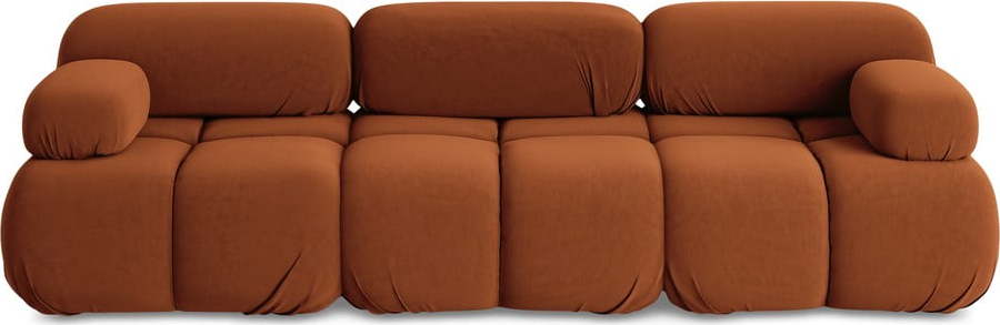 Oranžová sametová modulární pohovka 285 cm Lokua – Makamii Makamii