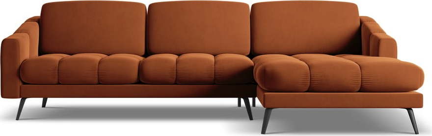 Oranžová sametová rohová pohovka (pravý roh) Nalu – Makamii Makamii