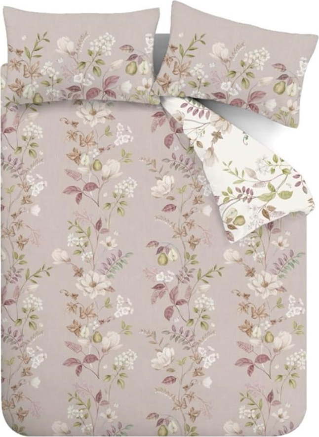 Růžové bavlněné prodloužené povlečení na dvoulůžko 230x220 cm Francesca Floral – Bianca Bianca