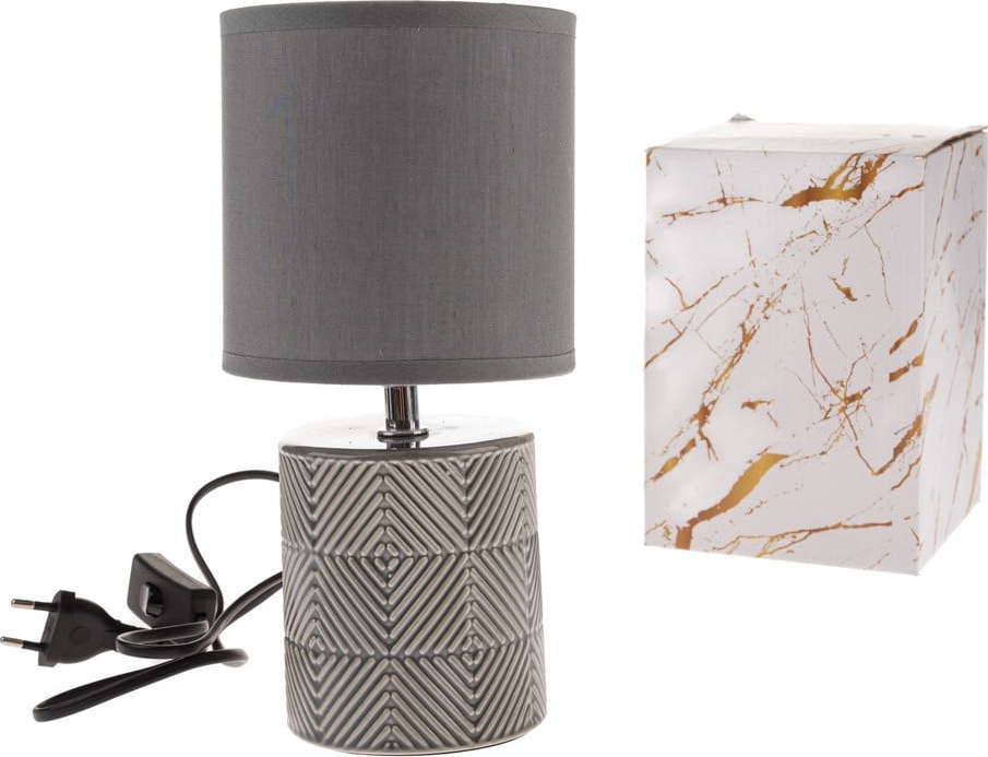 Šedá stolní lampa s textilním stínidlem (výška 27 cm) – Dakls Dakls