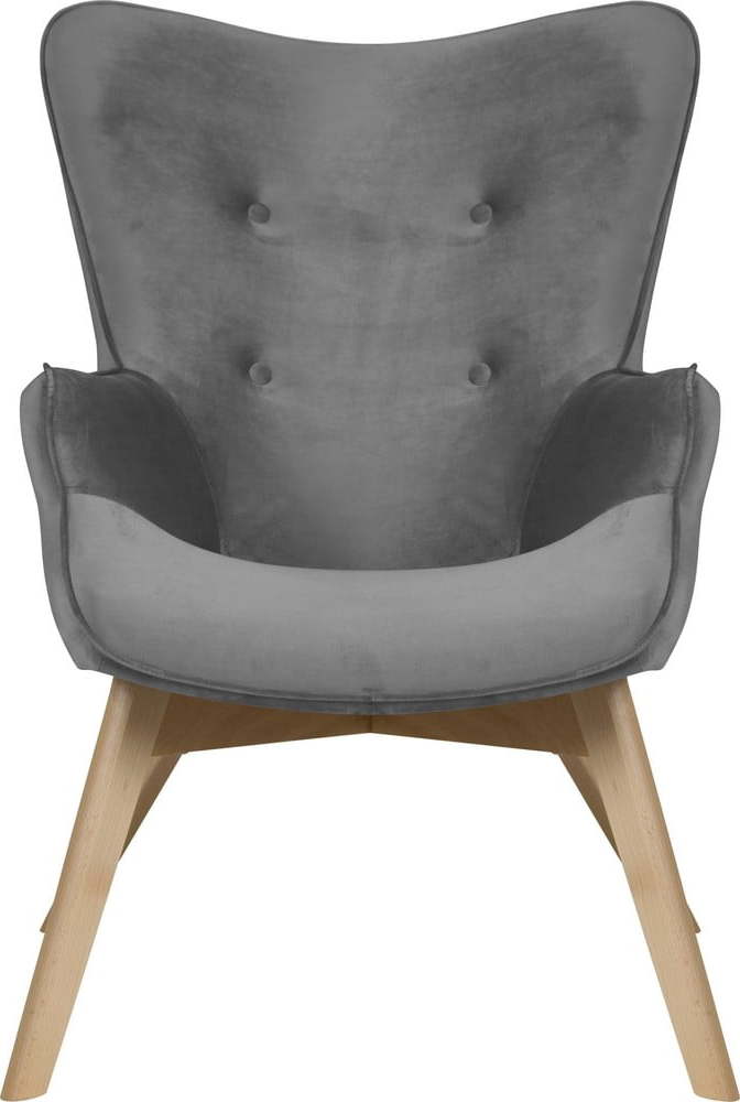 Šedé sametové křeslo Niko – Ropez Ropez