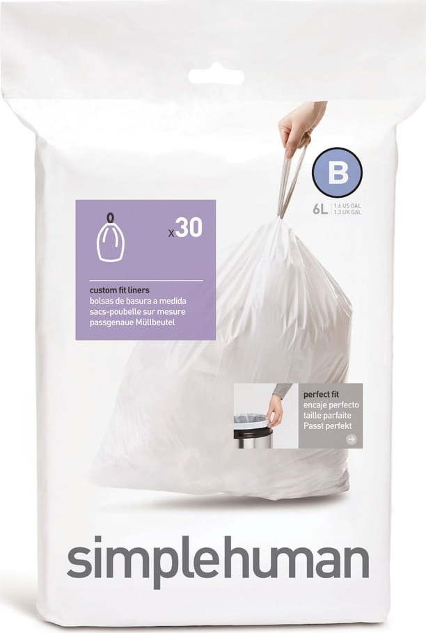 Stahovací pytle na odpadky v sadě 30 ks 6 l B – simplehuman Simplehuman